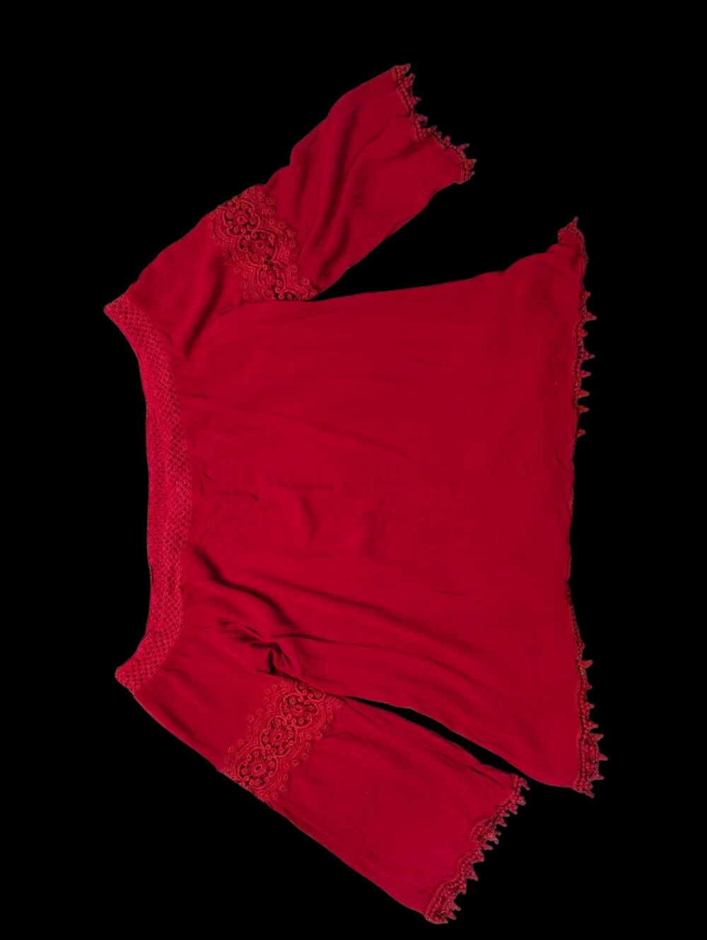 Umgee Wine Red Crochet-Trim Top